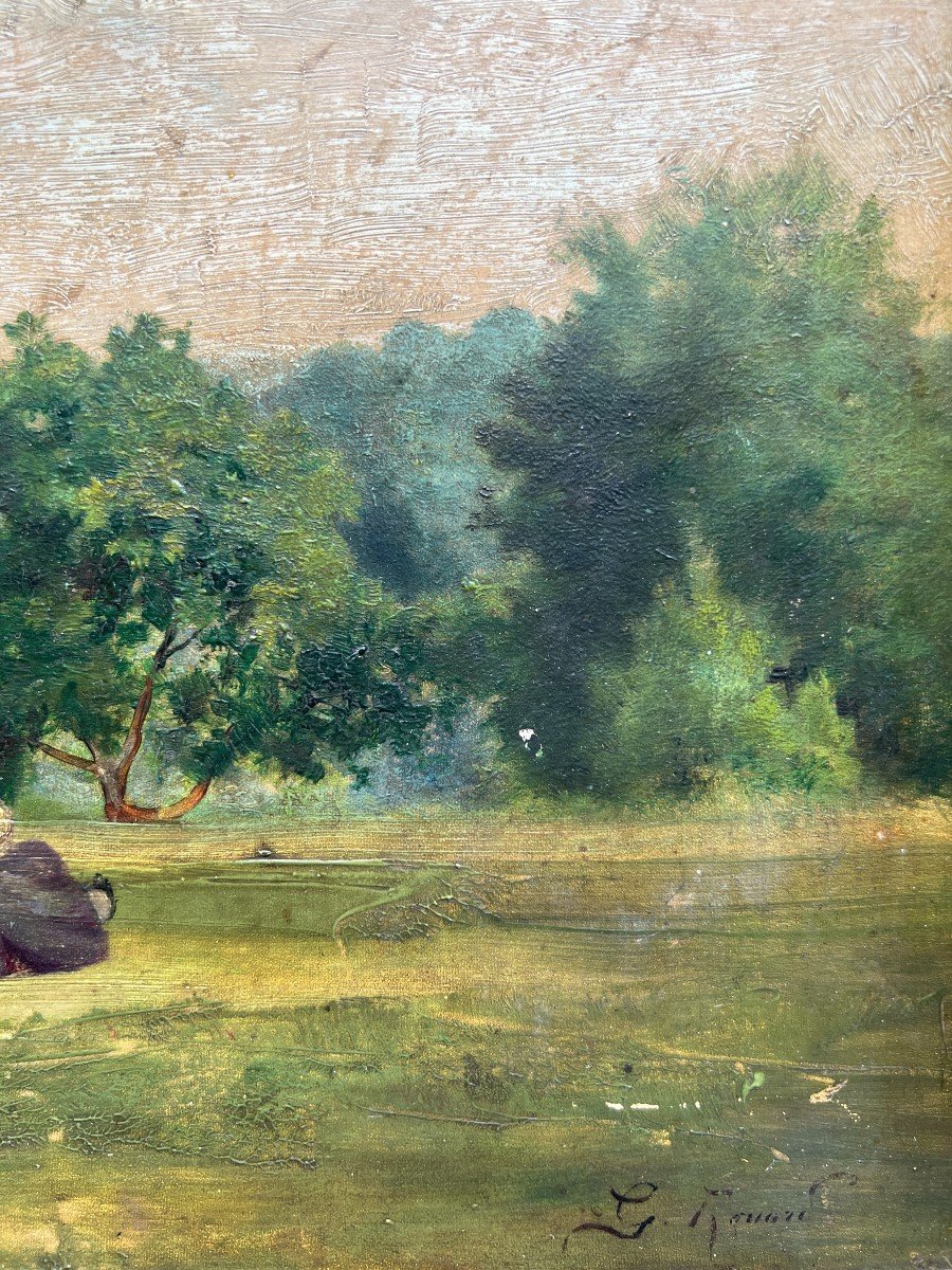 Georges Rouard (xix-xx) - Couple In The Garden, Circa 1890-photo-3