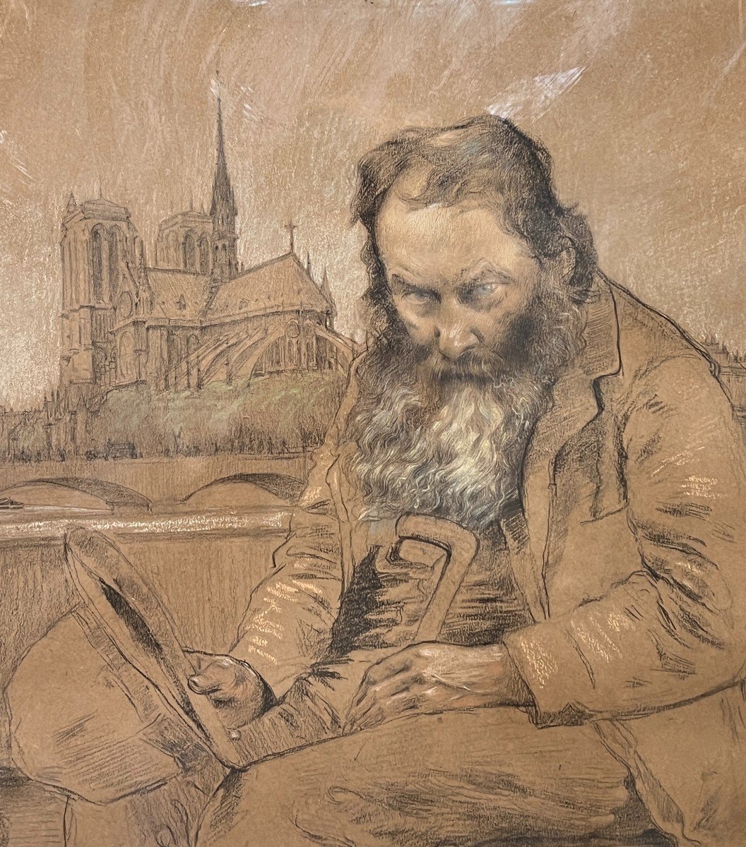 Gustave Poetzsch (1870-1950) - Face à Notre Dame De Paris, 1897-photo-2