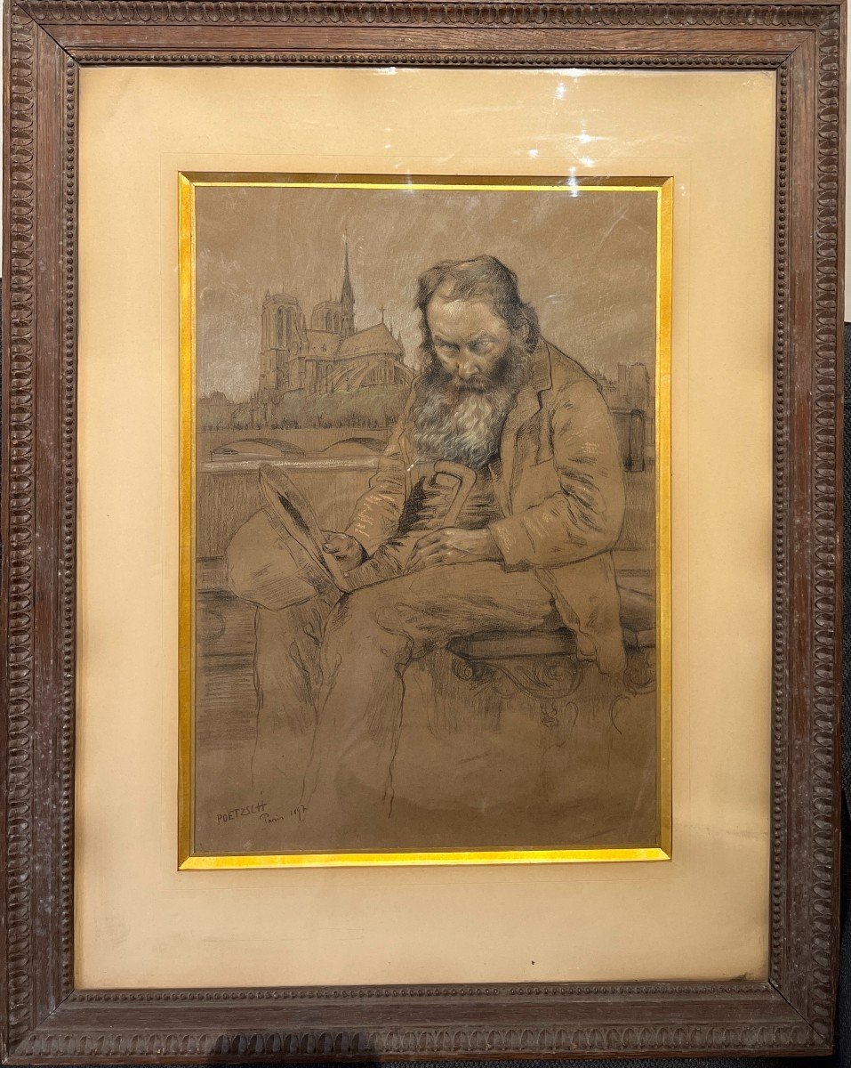 Gustave Poetzsch (1870-1950) - Face à Notre Dame De Paris, 1897