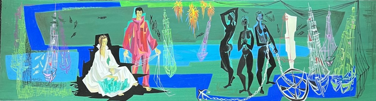 Maurice Alvo -  22 Gouaches - Projets Laques / Royère, Lurçat, Dunand Années 1950-photo-2