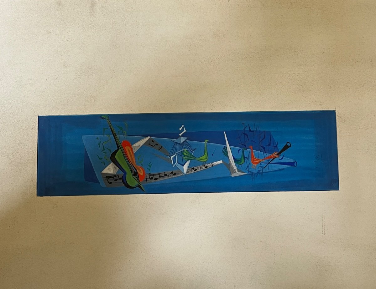 Maurice Alvo -  22 Gouaches - Projets Laques / Royère, Lurçat, Dunand Années 1950-photo-6