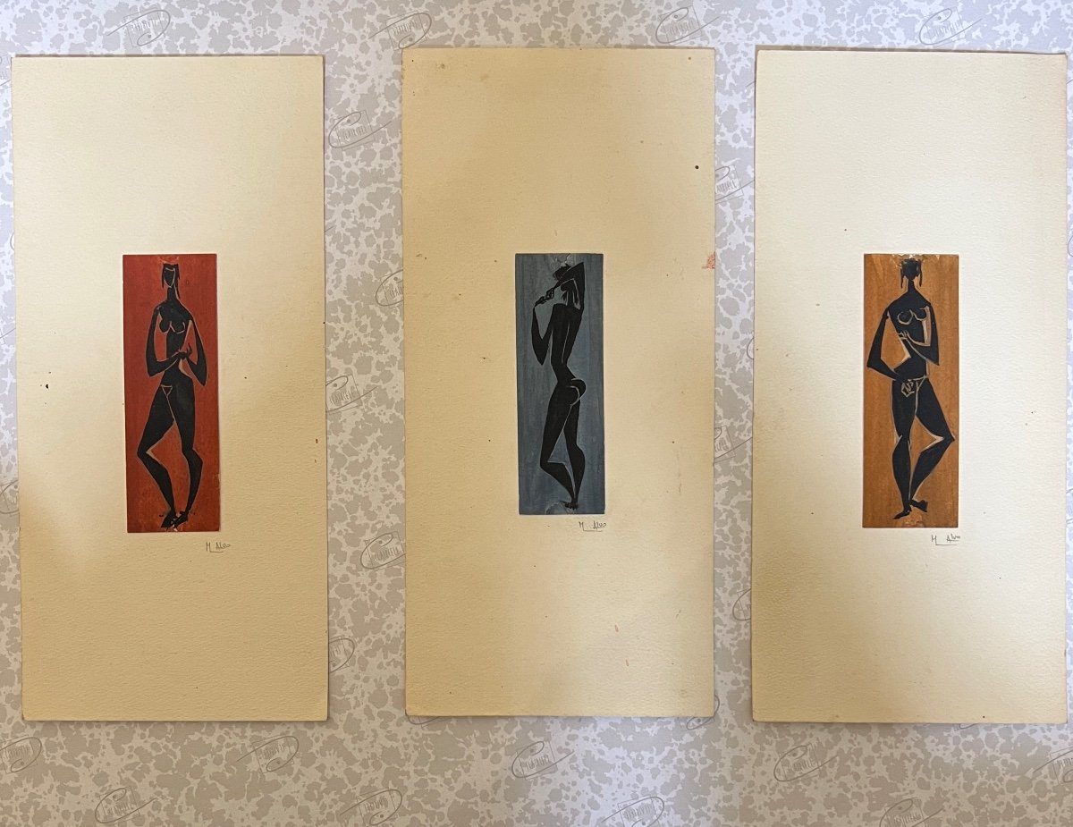 Maurice Alvo -  22 Gouaches - Projets Laques / Royère, Lurçat, Dunand Années 1950-photo-7