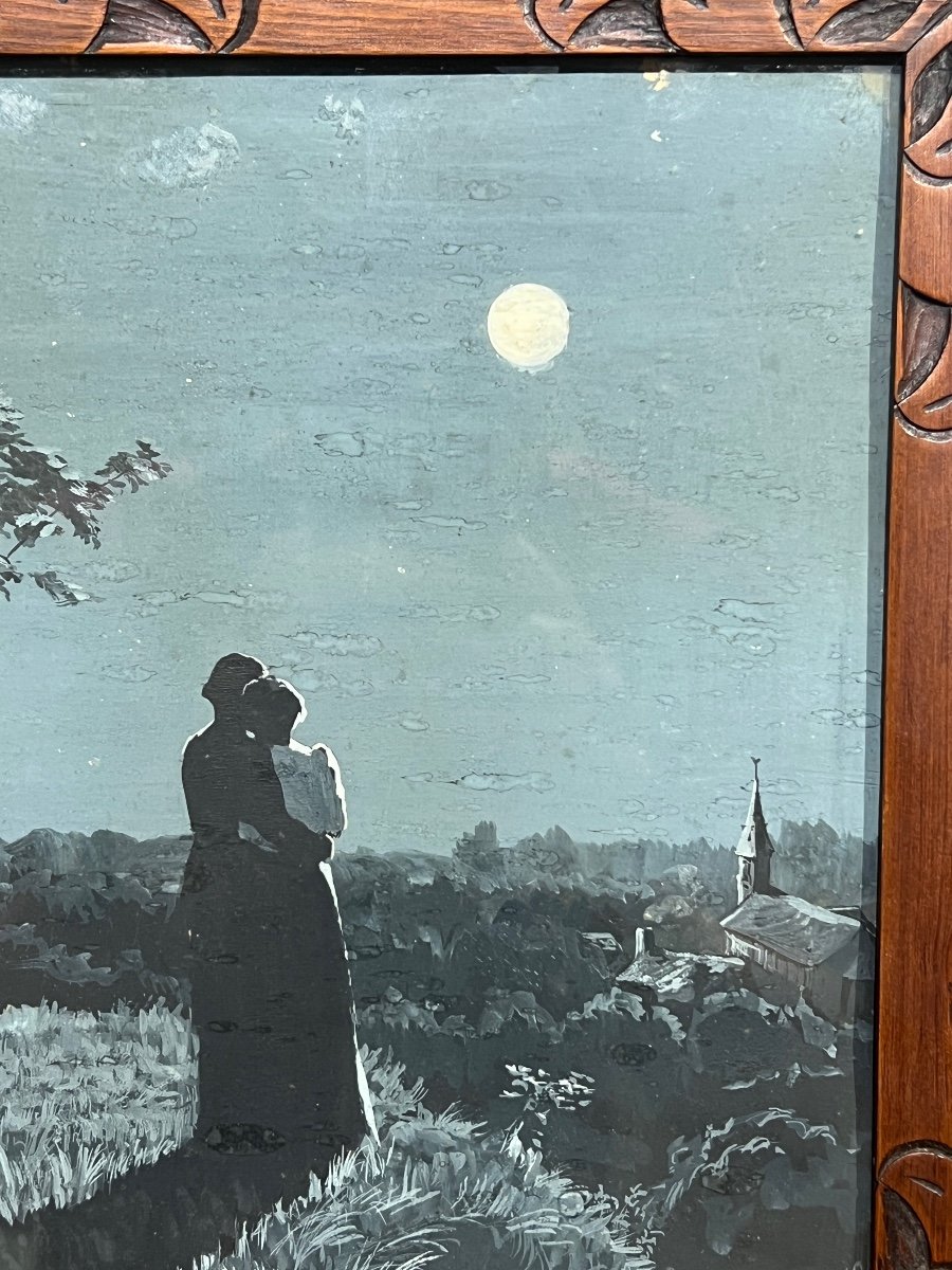 Ecole Française Art Nouveau - Couple Au Clair De Lune, Circa 1900-photo-2