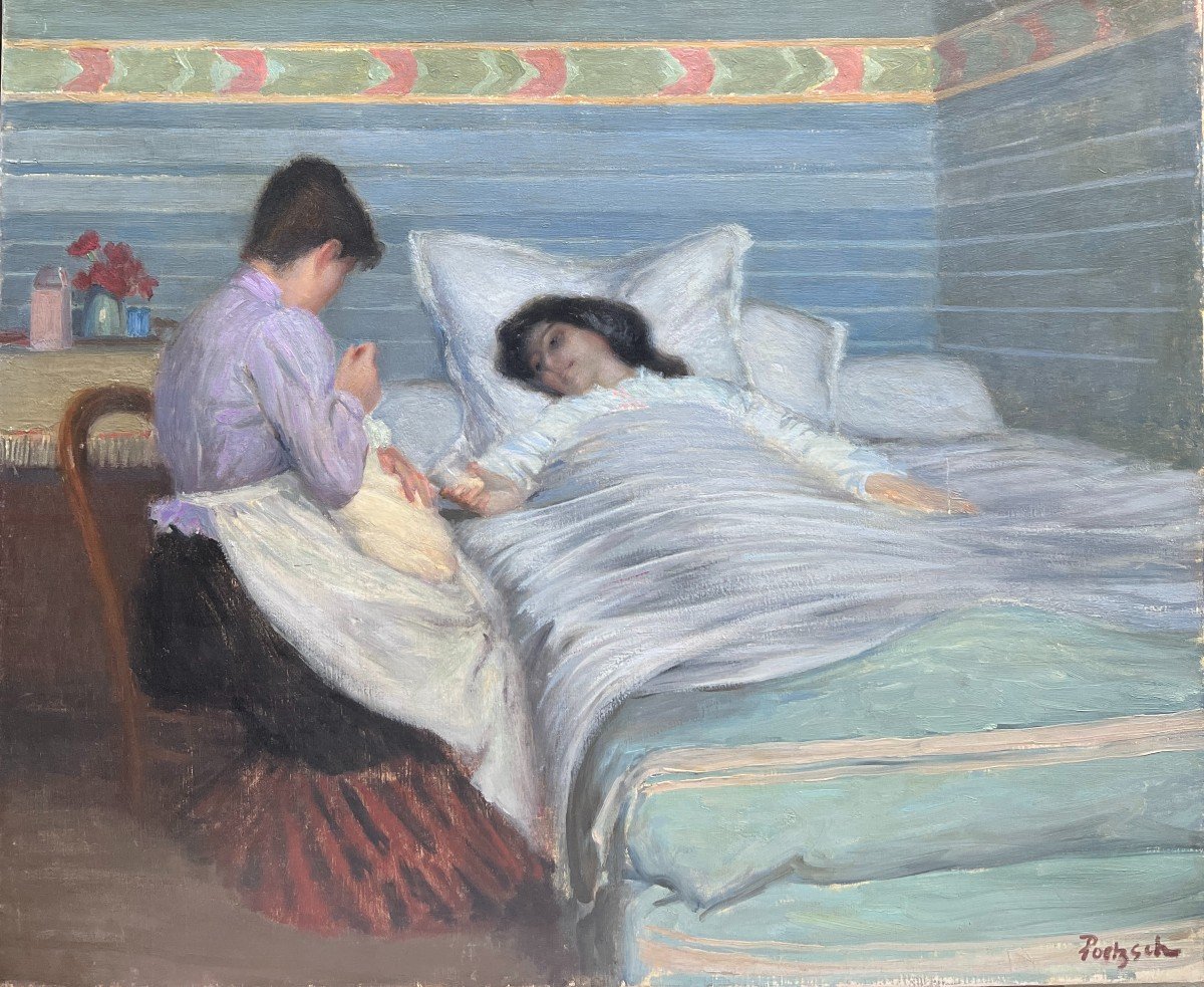 Gustave Poetzsch (1870-1950) - Birth, First Day - Maternity, Circa 1900