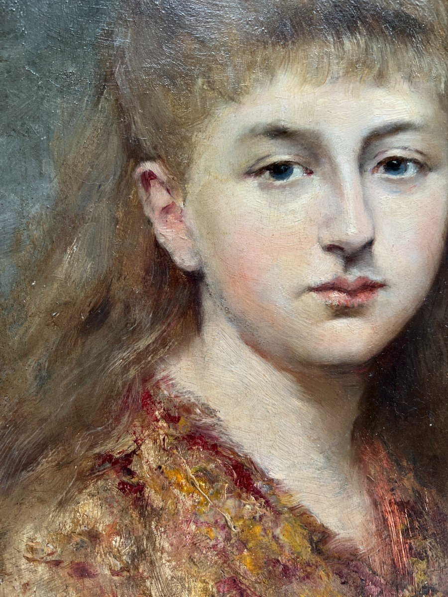 Henri Régnault (1843-1871) - Portrait De Jeune Fille-photo-3