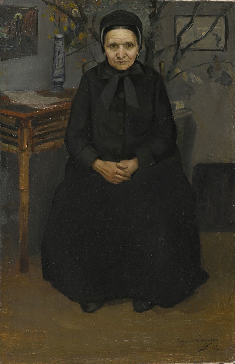 Eugène Lagare  ( 1872 – 1929)  Portrait De La Mère De L’artiste Dans L’atelier, 1895