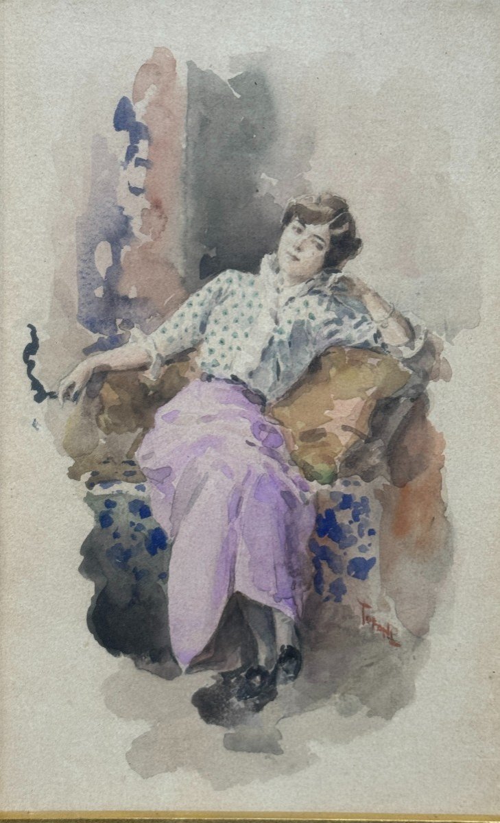 Osvaldo Tofani (1849-1915) - Femme à La Cigarette, 1913