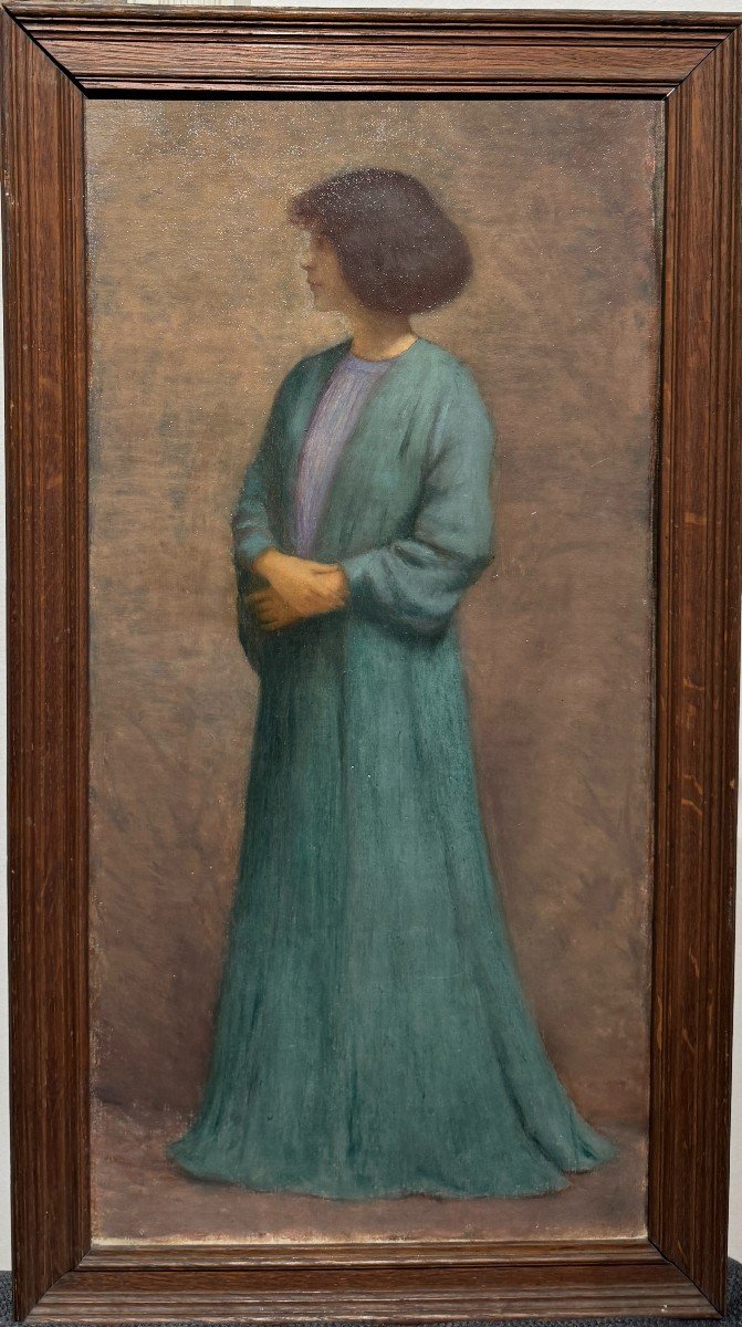 Ecole Fran&ccedil;aise Symboliste De La Fin Du 19&egrave;me Si&egrave;cle - La Robe Turquoise-photo-2