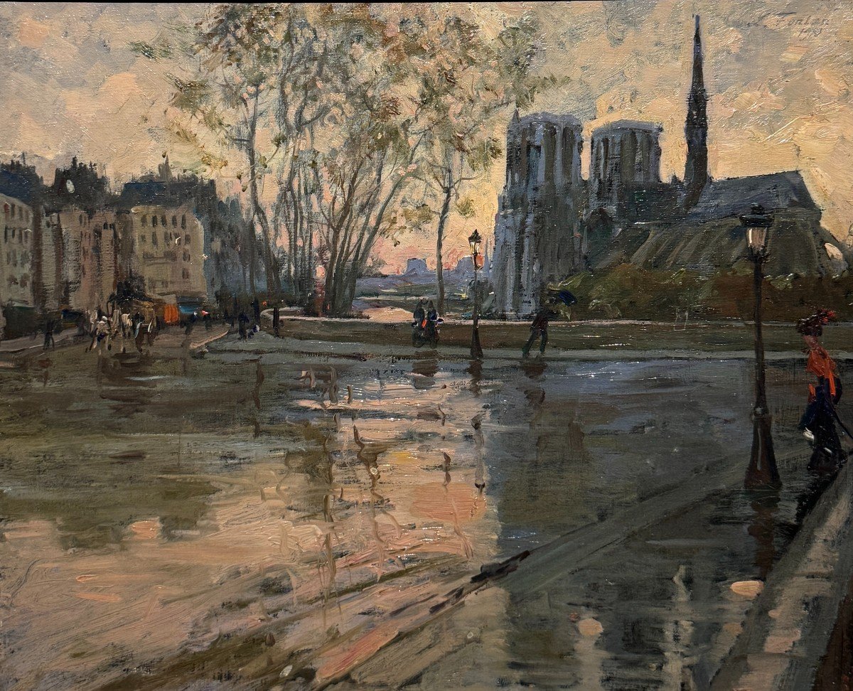 Léo Fontan  (1884-1965) - Paris, Notre Dame Vue Du Pont De l'Archeveché, 1910