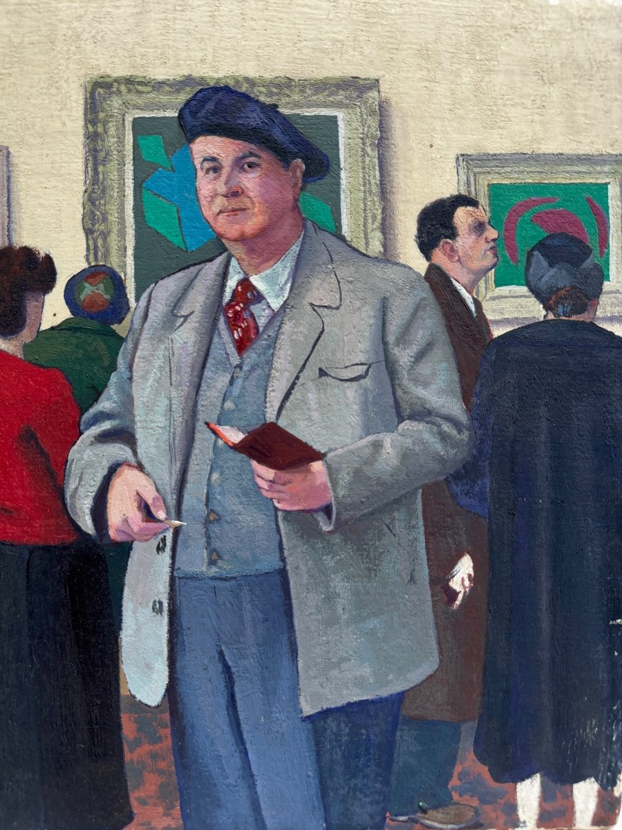 Ecole Française Vers 1940 - Le Vernissage-photo-3