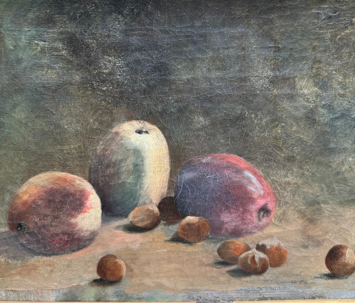 Ecole Française Du 19ème Siècle - Nature Morte Aux Fruits Et Noisettes-photo-2