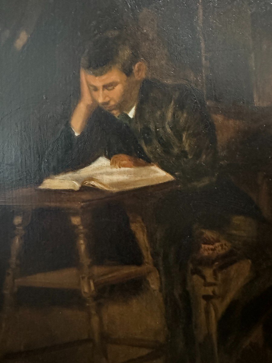 Ecole Française Impressionniste - Le Jeune étudiant, Circa 1880-photo-3