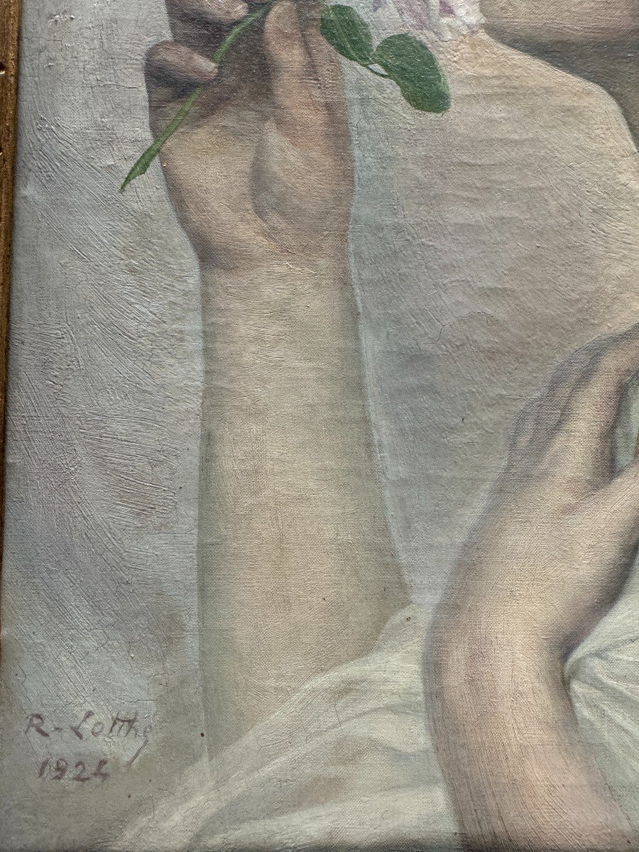 Raymond Lotthe (1867 - 1938) - Young Woman At The Rose, 1924-photo-1