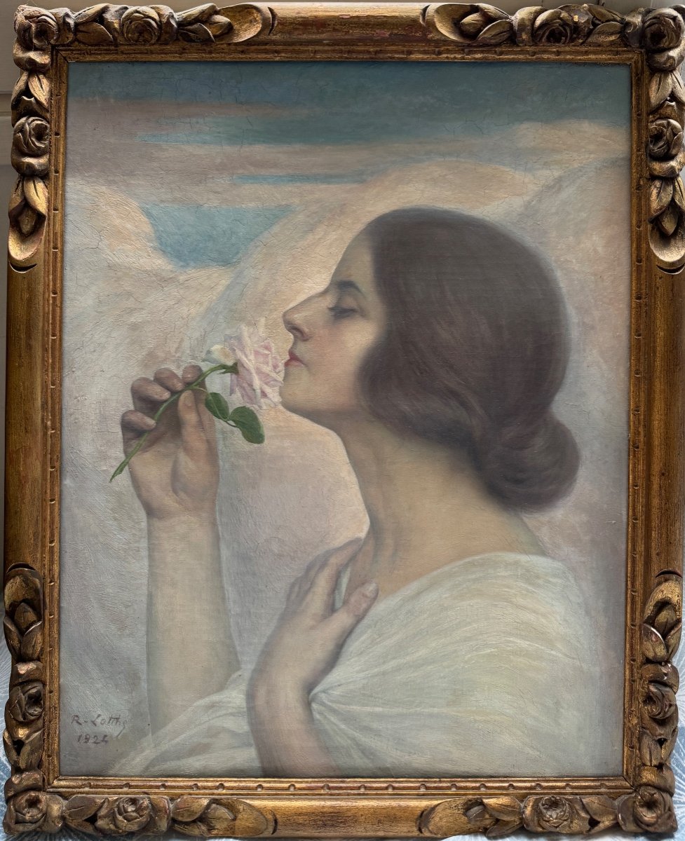 Raymond Lotthe (1867 - 1938) - Young Woman At The Rose, 1924-photo-4