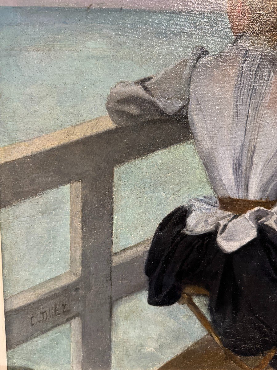 Ernest Ange Duez (paris, 1843 - Saint-germain-en-laye, 1896) &eacute;l&eacute;gantes &agrave; l&#039;Embarcad&egrave;re-photo-2