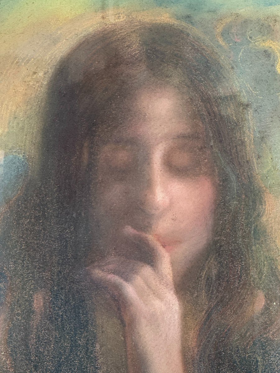 Léon Dax (actif Au XIXème Siècle) Ecole Symboliste - Le Silence, Circa 1890-photo-3