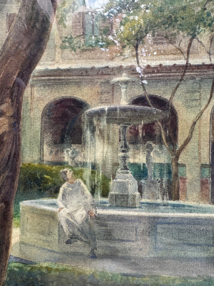 Jean Victor Foussier (1886-1950) - At The Beaux Arts In Paris, The Murier Courtyard, 1908-photo-2