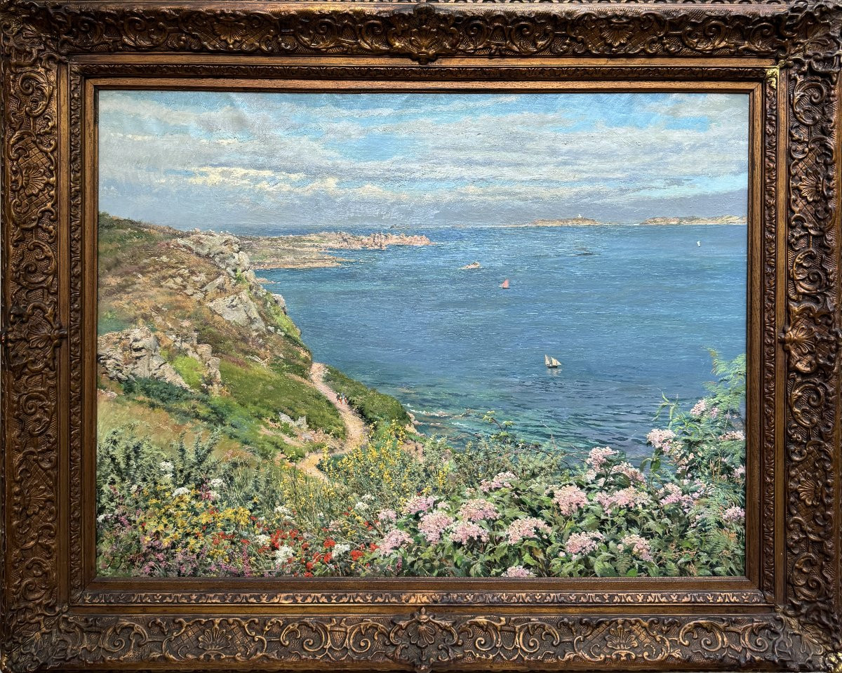 Ferdinand Joseph Gueldry (1858-1945) Bretagne, Les Sept îles, Pointe Du Skewel à Ploumanac’h-photo-2