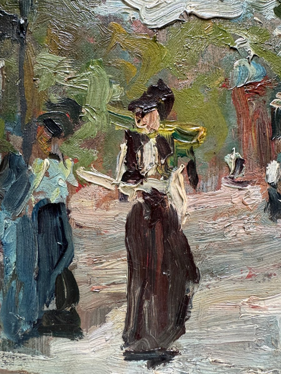 Pierre Gustave Paltz (1885-1921) - Paris, Lively Terrace On The Boulevards, Circa 1910-photo-4