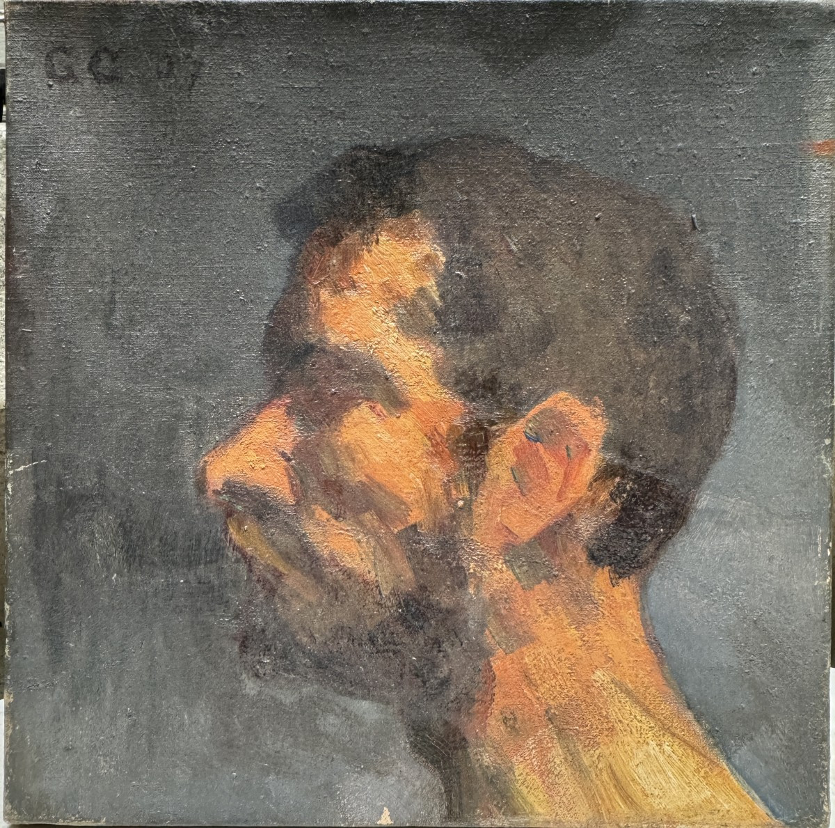 French School - Portrait Of A Man In Profile, Monogram Gg, 1907-photo-1