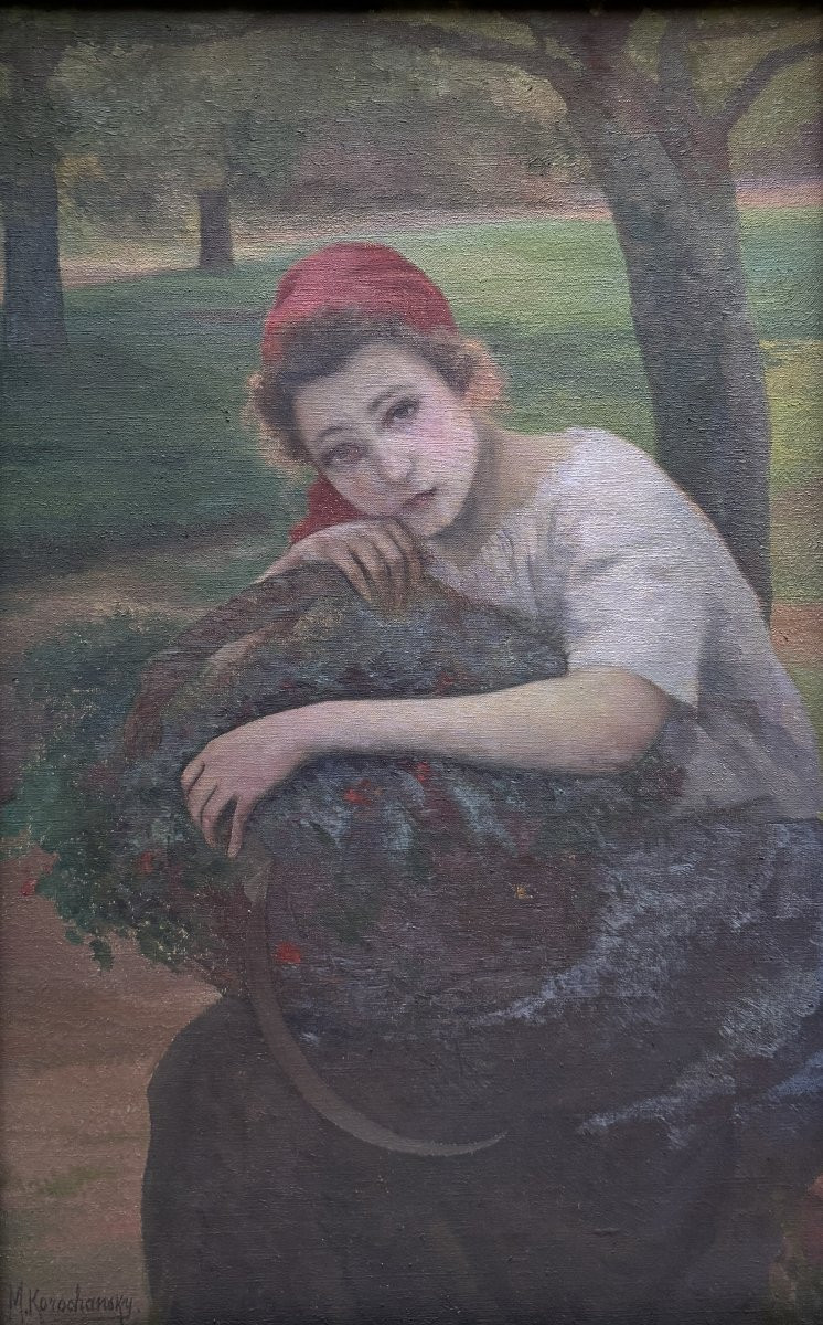 Michel KOROCHANSKY (1866-1925) - Jeune femme au foulard rouge, circa 1900-photo-2