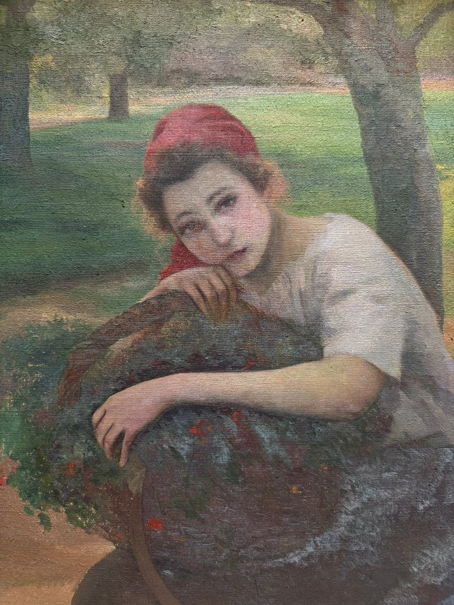 Michel KOROCHANSKY (1866-1925) - Jeune femme au foulard rouge, circa 1900-photo-4