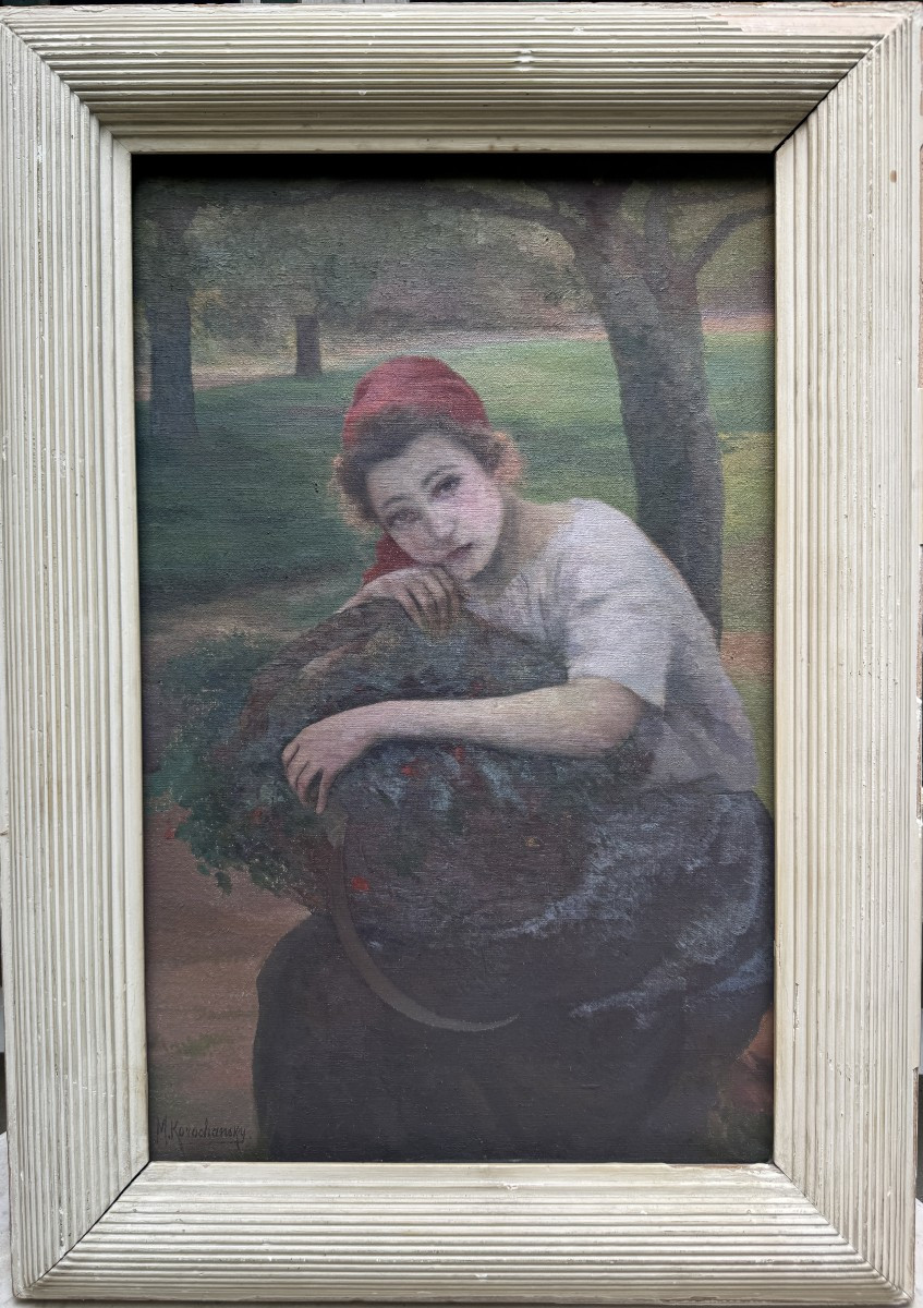 Michel KOROCHANSKY (1866-1925) - Jeune femme au foulard rouge, circa 1900