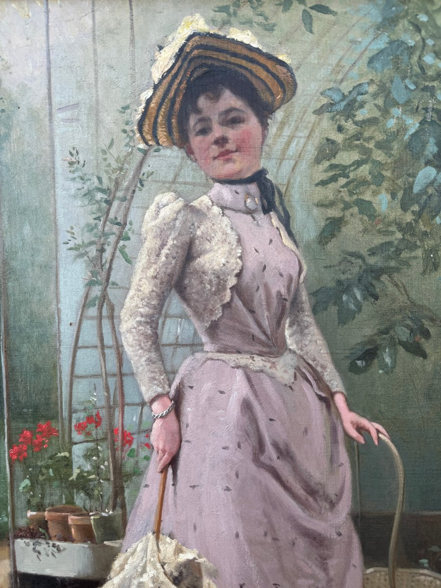 French Impressionist School - Elegant At La Serre, 1891 - Signed-photo-4