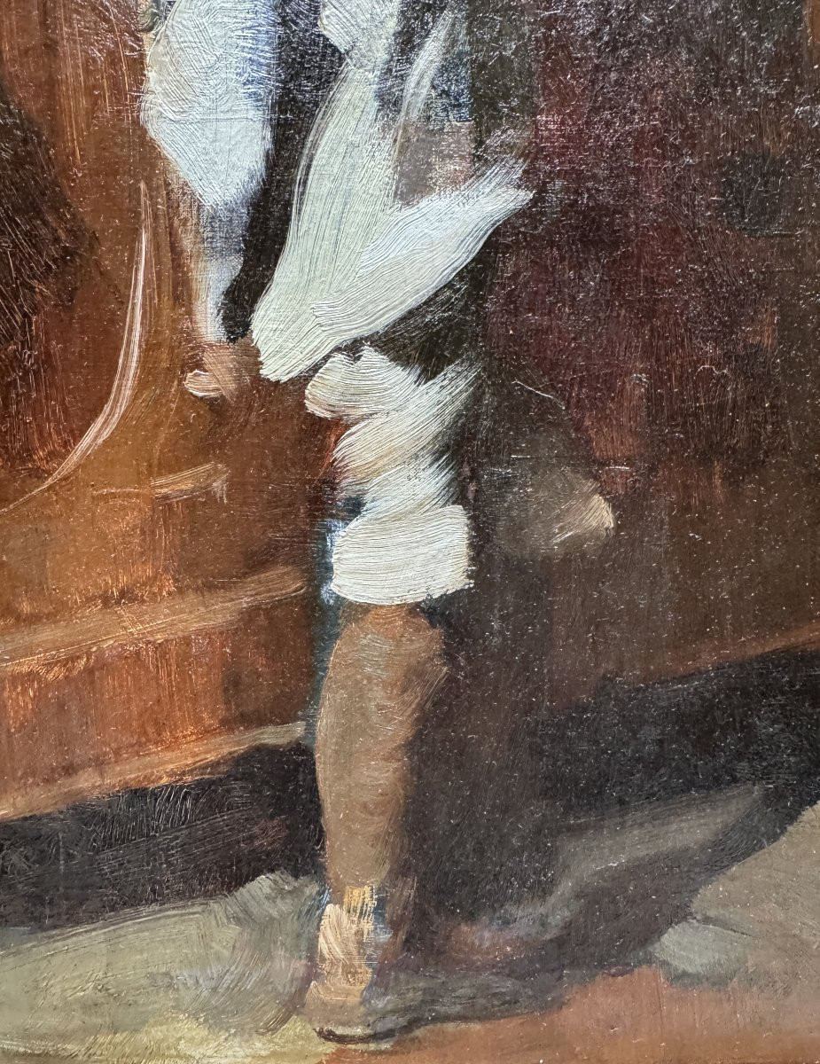 French Impressionist School - Child At The Chest Of Drawers, Circa 1890-photo-4