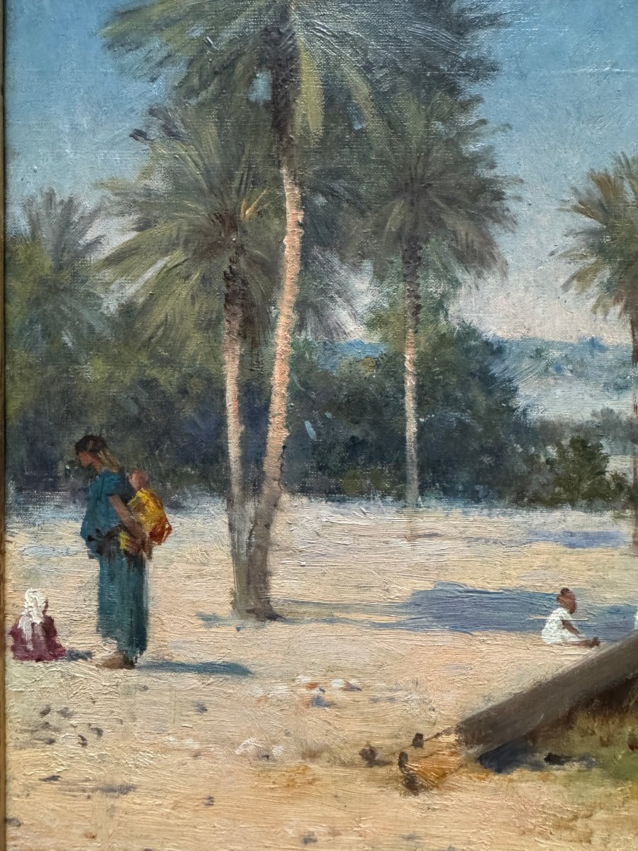 Gustave Nicolas PINEL (1842-1896) - Campement d'africains à Gabès, Tunisie-photo-4