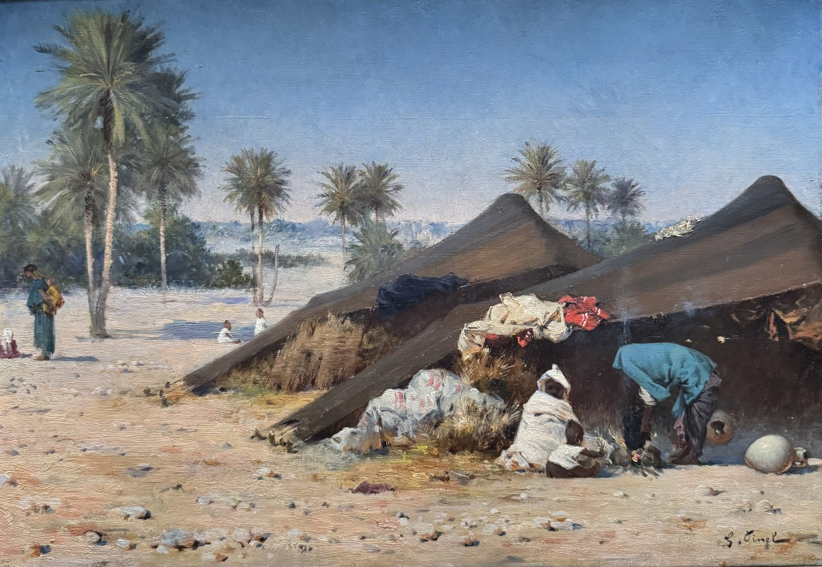 Gustave Nicolas PINEL (1842-1896) - Campement d'africains à Gabès, Tunisie
