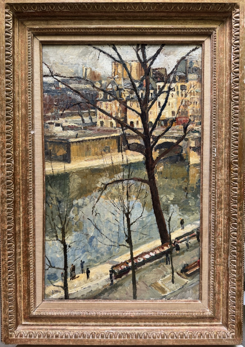 Arthur Fillon (1900-1974) - Paris, The Quays Place Dauphine, Circa 1930-photo-2
