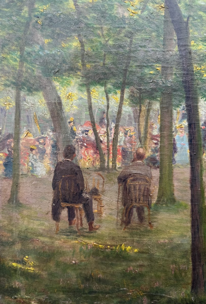 Impressionist School - Regulars On Avenue Des Acacias In The Bois De Boulogne, Circa 1890-photo-3