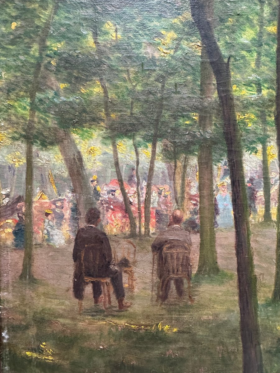 Impressionist School - Regulars On Avenue Des Acacias In The Bois De Boulogne, Circa 1890-photo-1