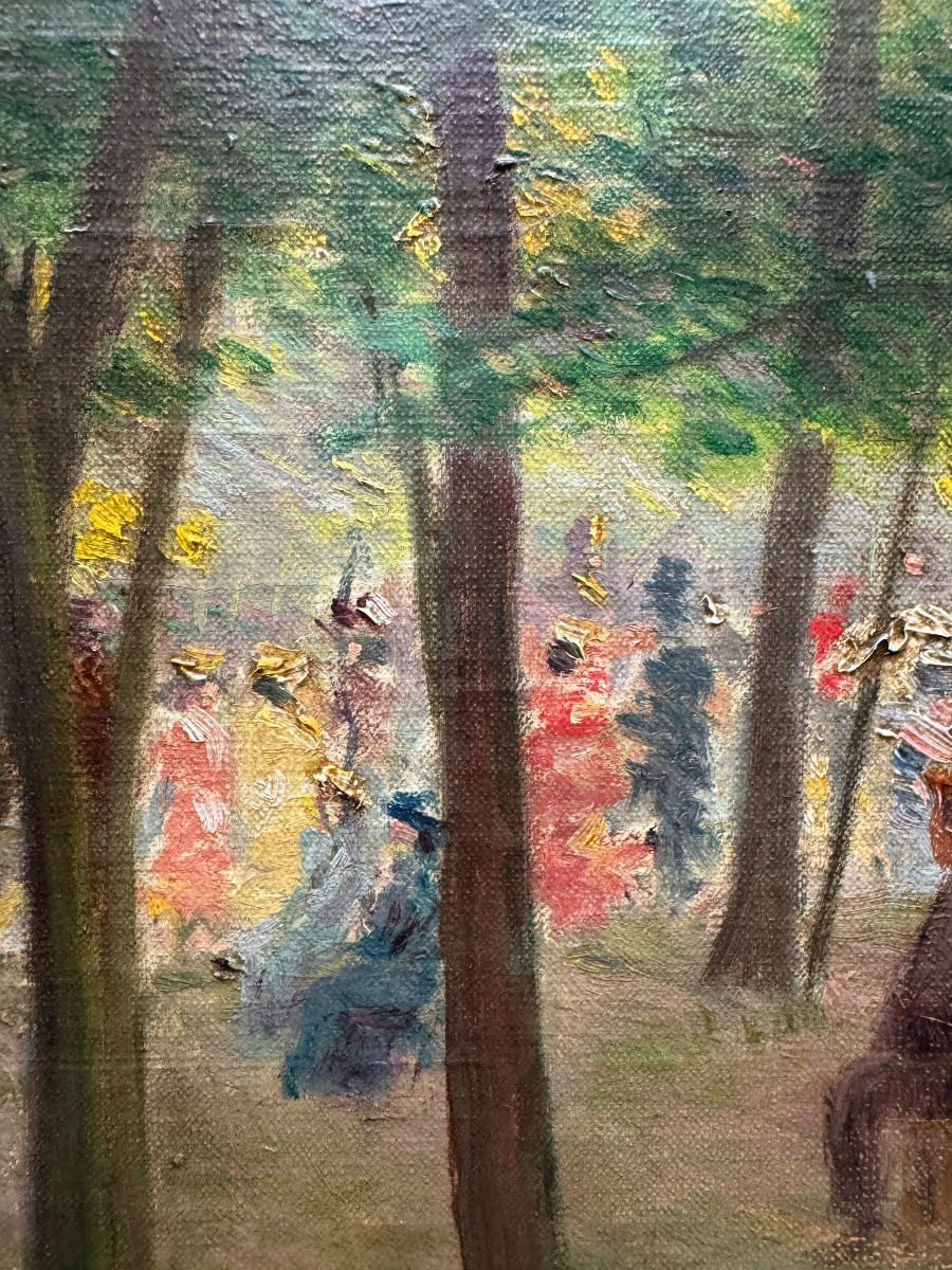 Impressionist School - Regulars On Avenue Des Acacias In The Bois De Boulogne, Circa 1890-photo-3
