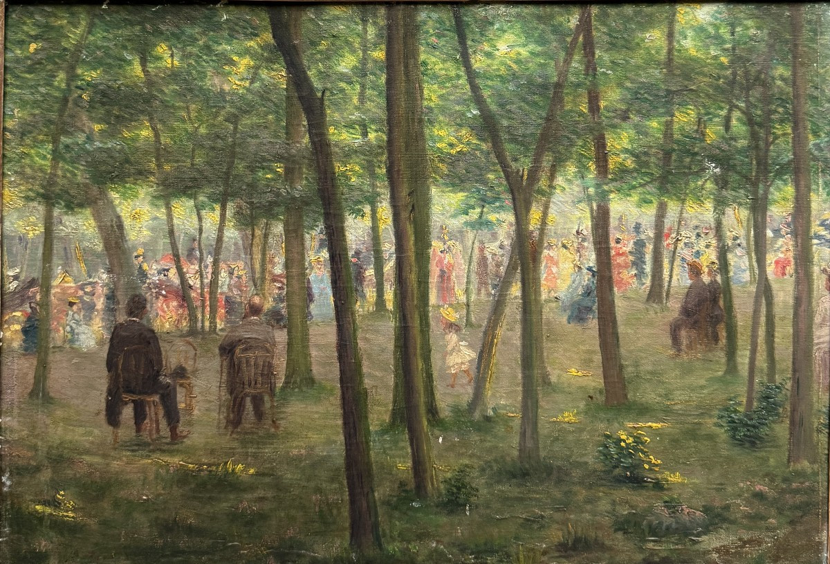 Impressionist School - Regulars On Avenue Des Acacias In The Bois De Boulogne, Circa 1890