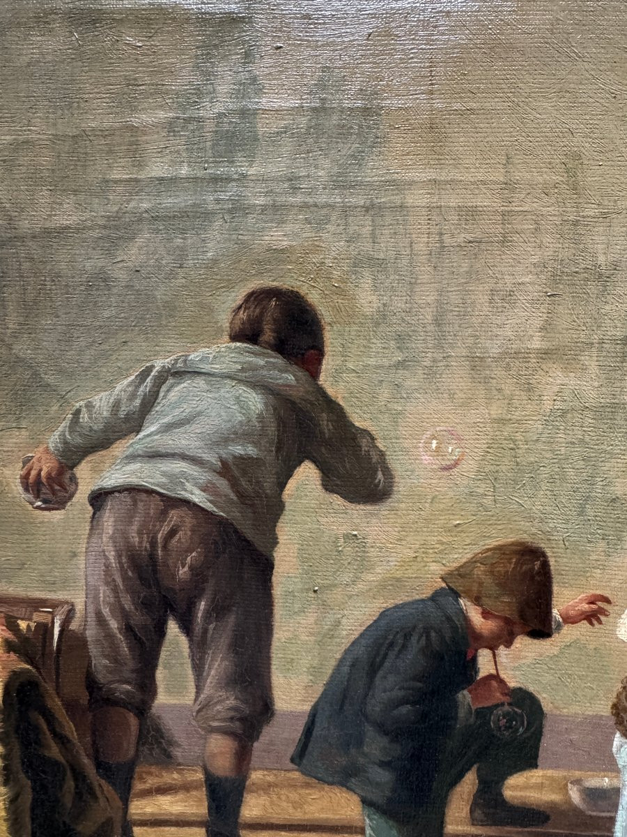 Nicola Biondi (1866-1929) - Soap Bubbles, Circa 1897-photo-1