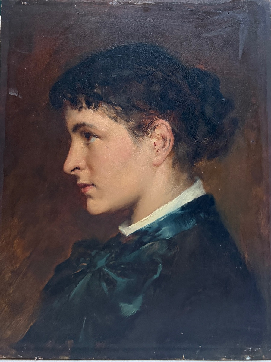 Charles Pirmez (19th-20th Centuries) - Portrait Of A Young Woman, 1886-photo-3