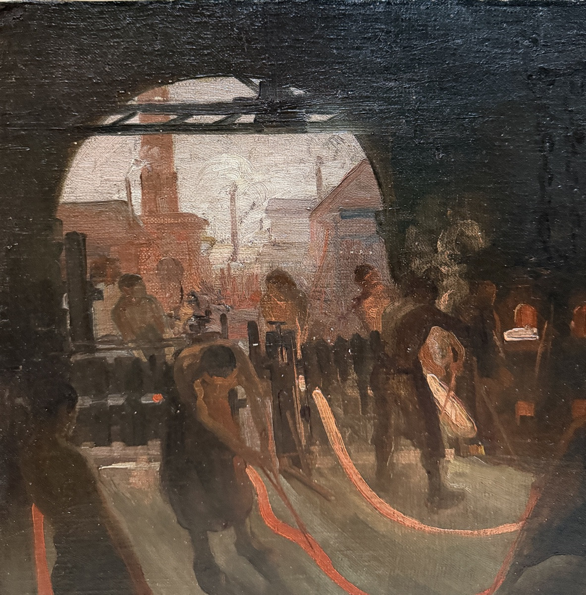 French School Of The Late 19th Century - Factory And Metalworkers, Circa 1890 Signed-photo-2