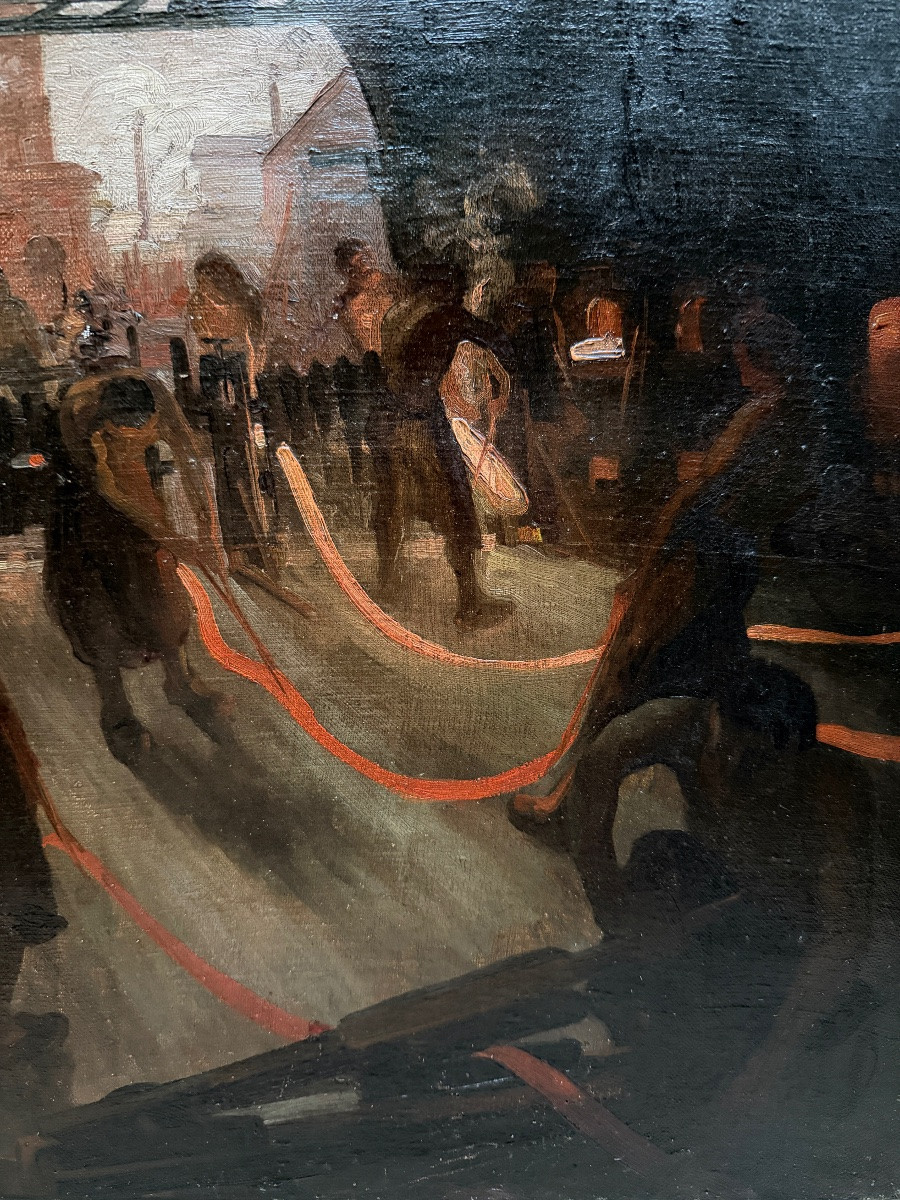 French School Of The Late 19th Century - Factory And Metalworkers, Circa 1890 Signed-photo-3