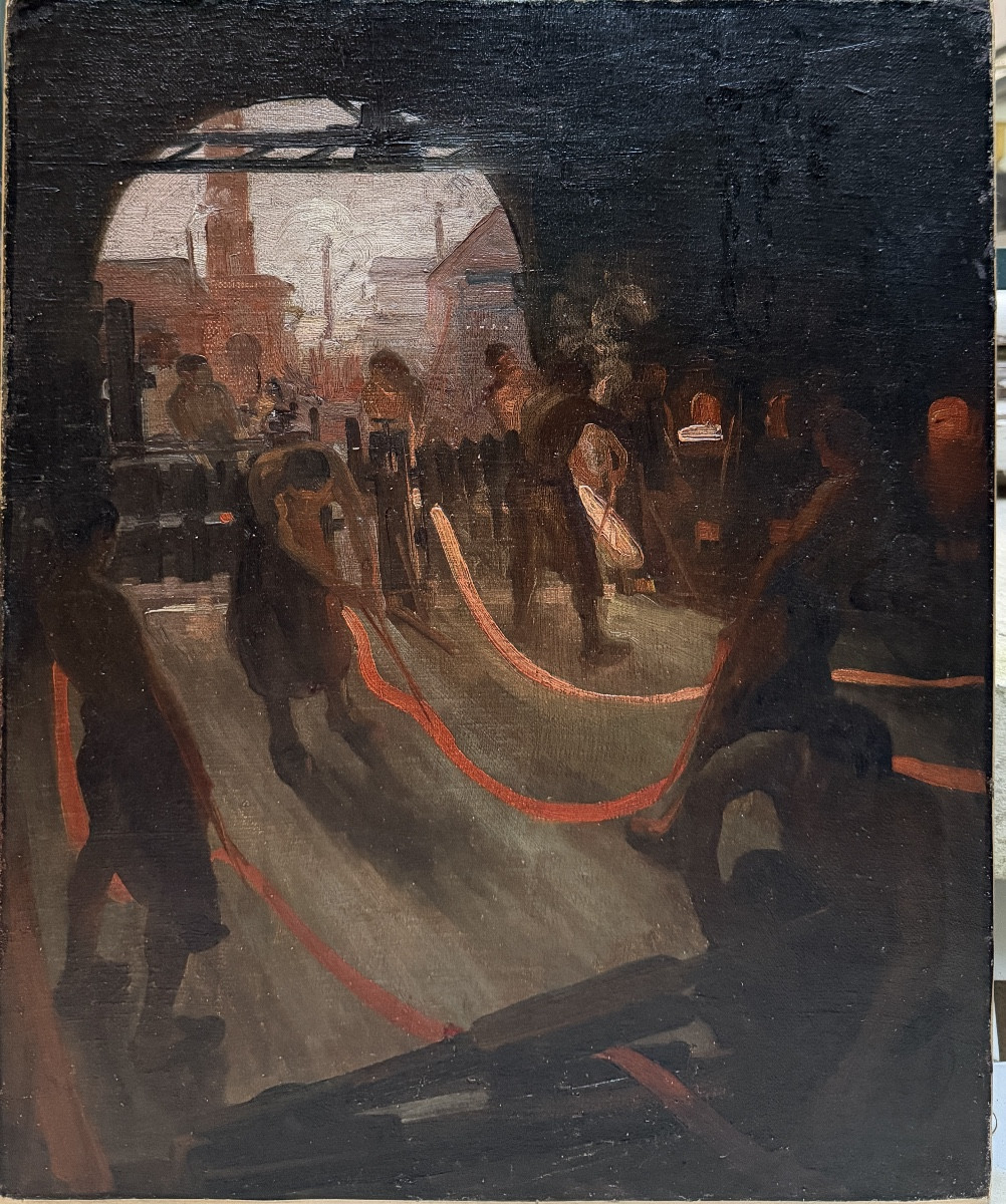 French School Of The Late 19th Century - Factory And Metalworkers, Circa 1890 Signed