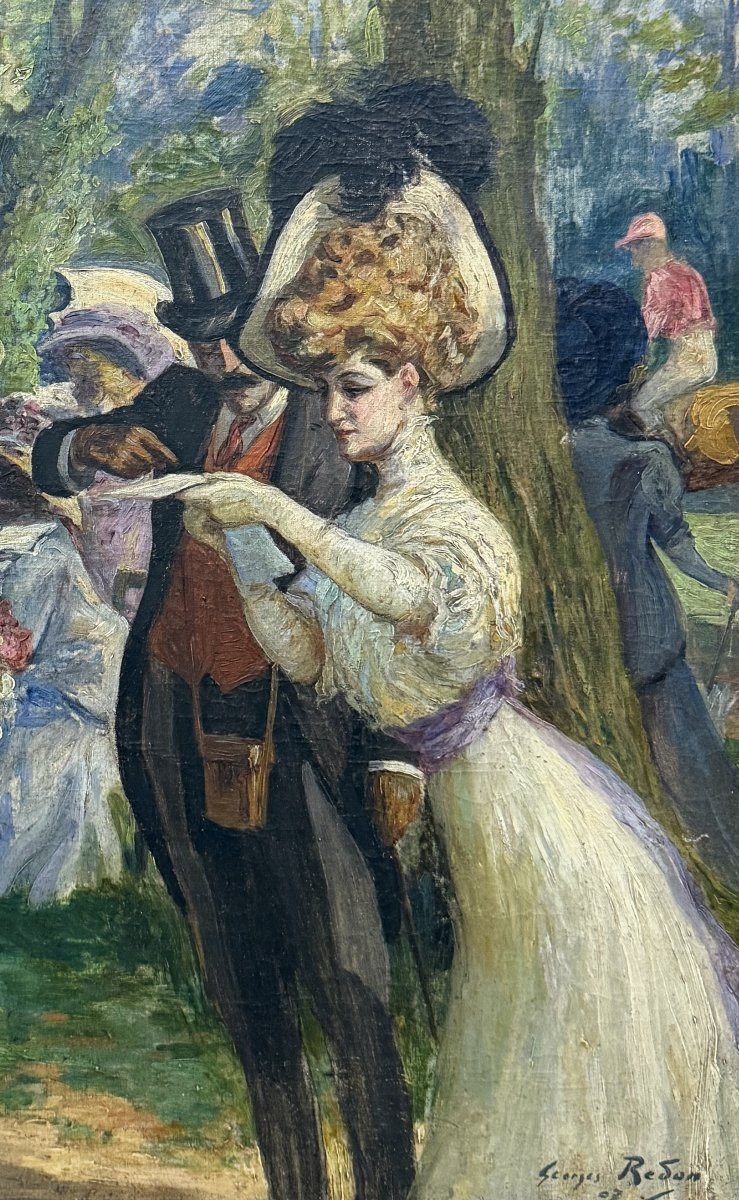 Georges Redon (1869-1943) - Elegant Women At The Longchamp Racecourse, 1907-photo-3