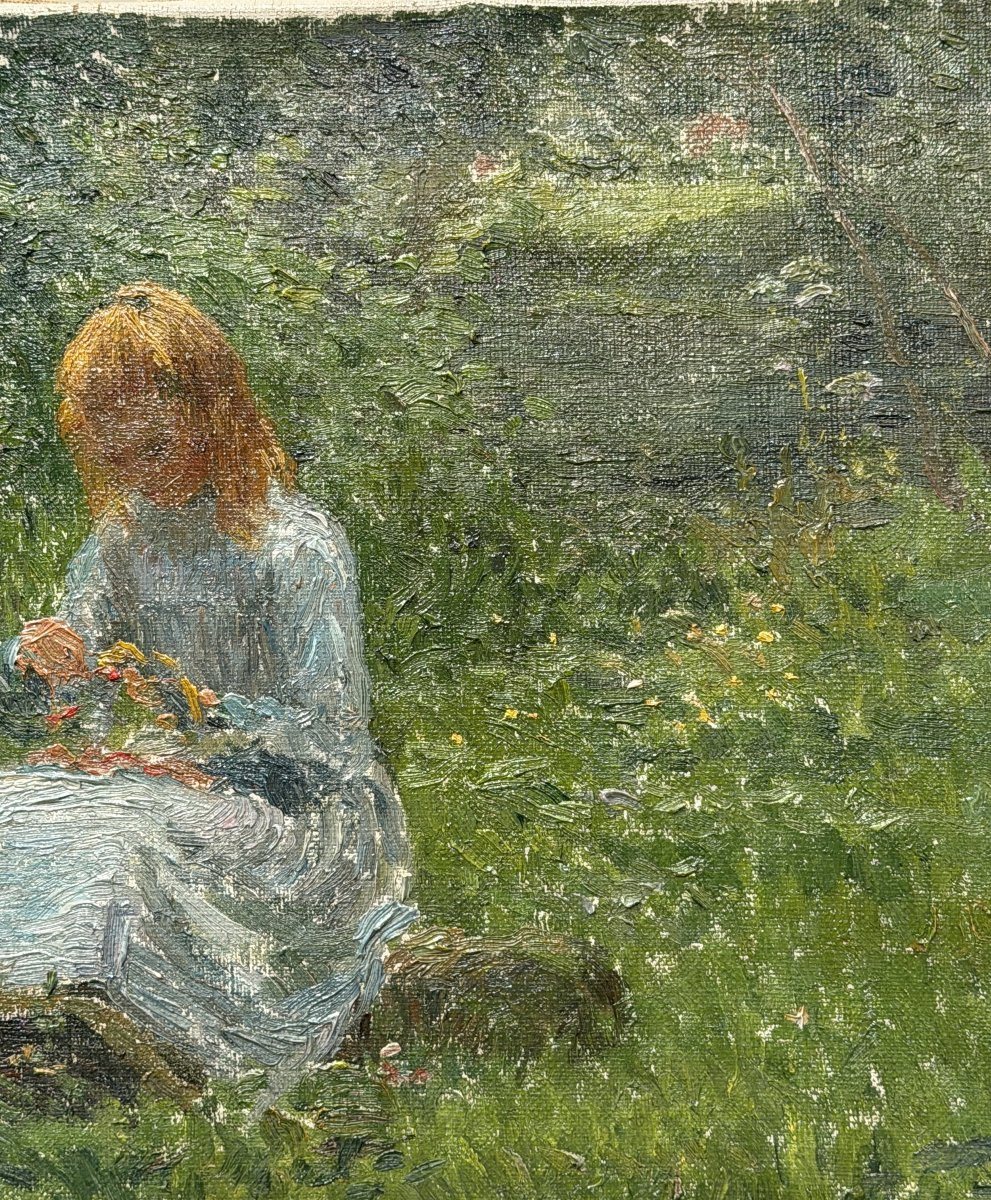 Victor Lecomte (1856-1920) - Normandy, Little Girl At Longueil, 1908-photo-3