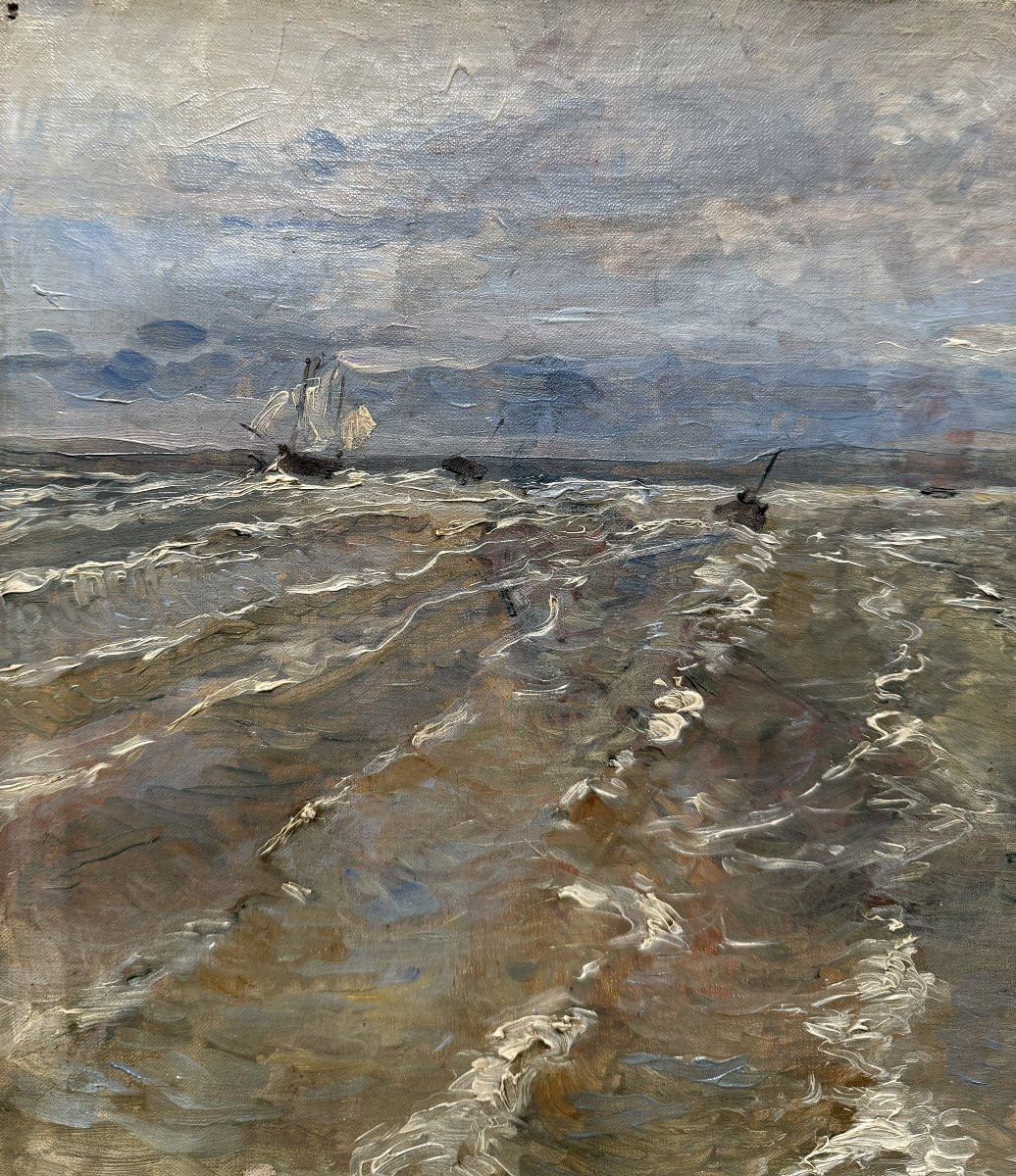 Henri Pierre Paillard (1844-1912) - Impressionist Seascape, Circa 1890-photo-4