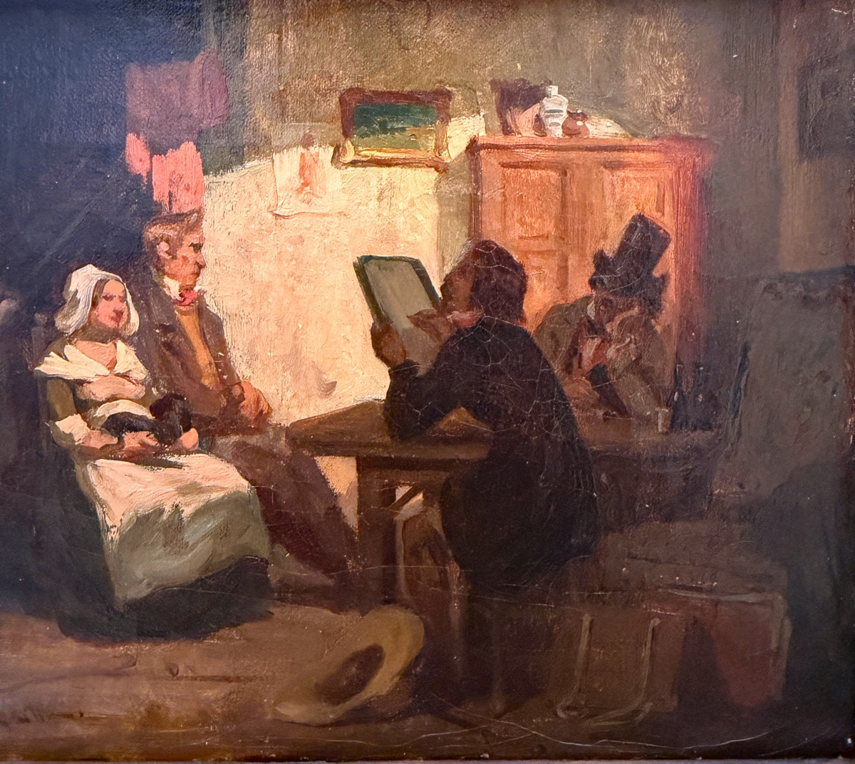 Alexandre Marie Guillemin (1817-1880) Artist Painting A Portrait Of A Couple, Circa 1850-photo-3