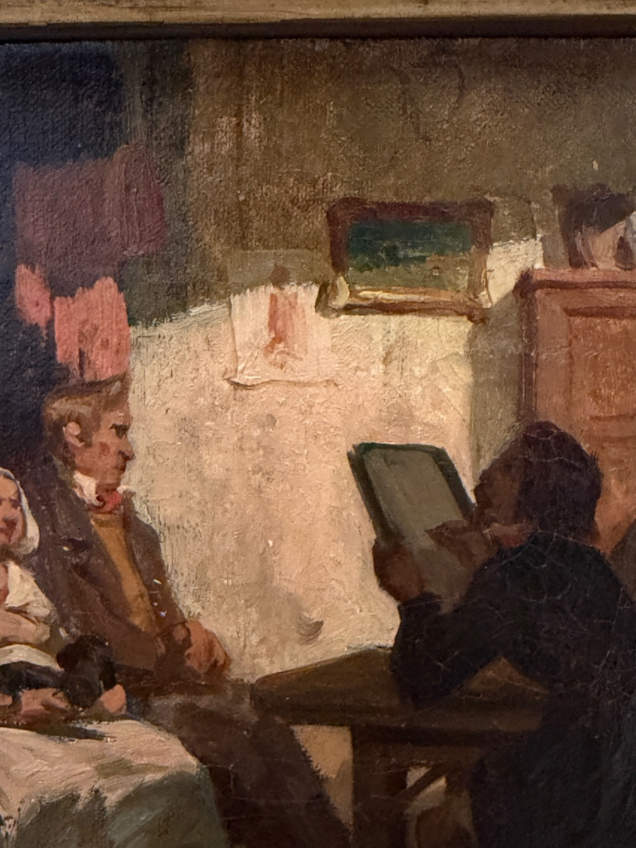 Alexandre Marie Guillemin (1817-1880) Artist Painting A Portrait Of A Couple, Circa 1850-photo-1