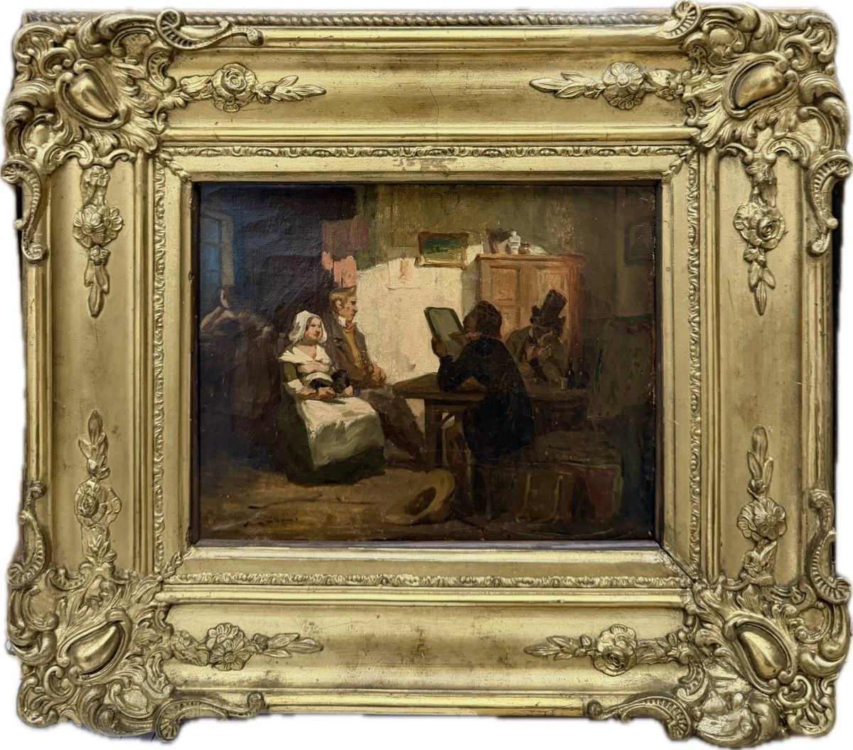 Alexandre Marie Guillemin (1817-1880) Artist Painting A Portrait Of A Couple, Circa 1850