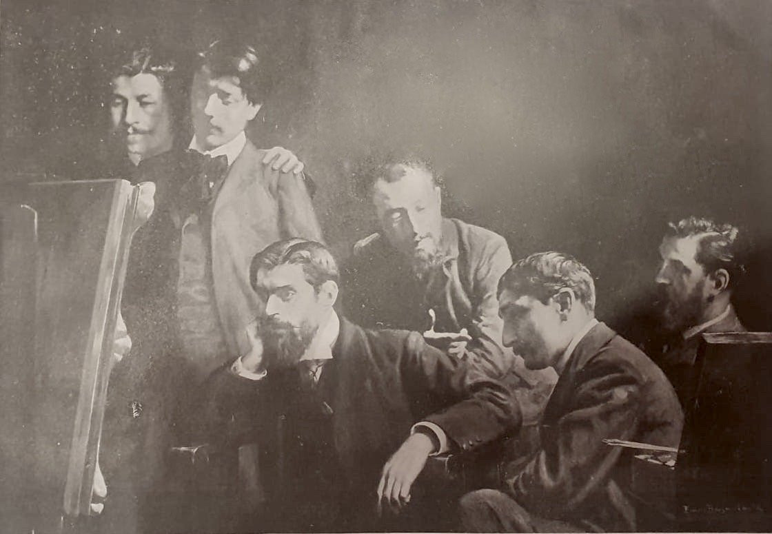 Émile-Artus Boeswillwald (Paris, 1873 – 1935) -  Autour d’une toile, esquisse   Circa 1904-photo-2