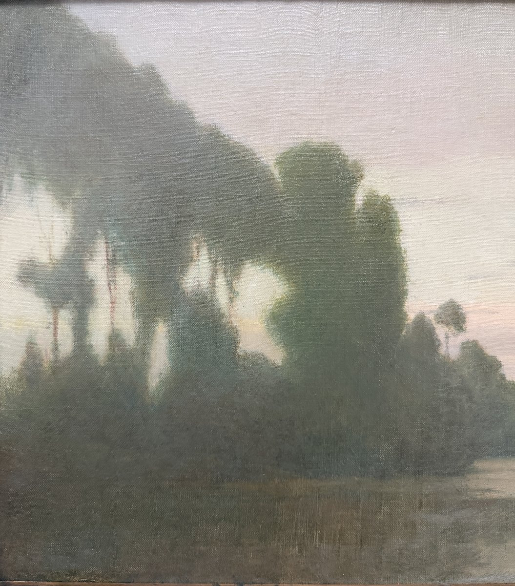 William Sartain (Philadelphie, 1843 - 1924, New York) - Summer Mist, Tonalisme américain c 1880-photo-2
