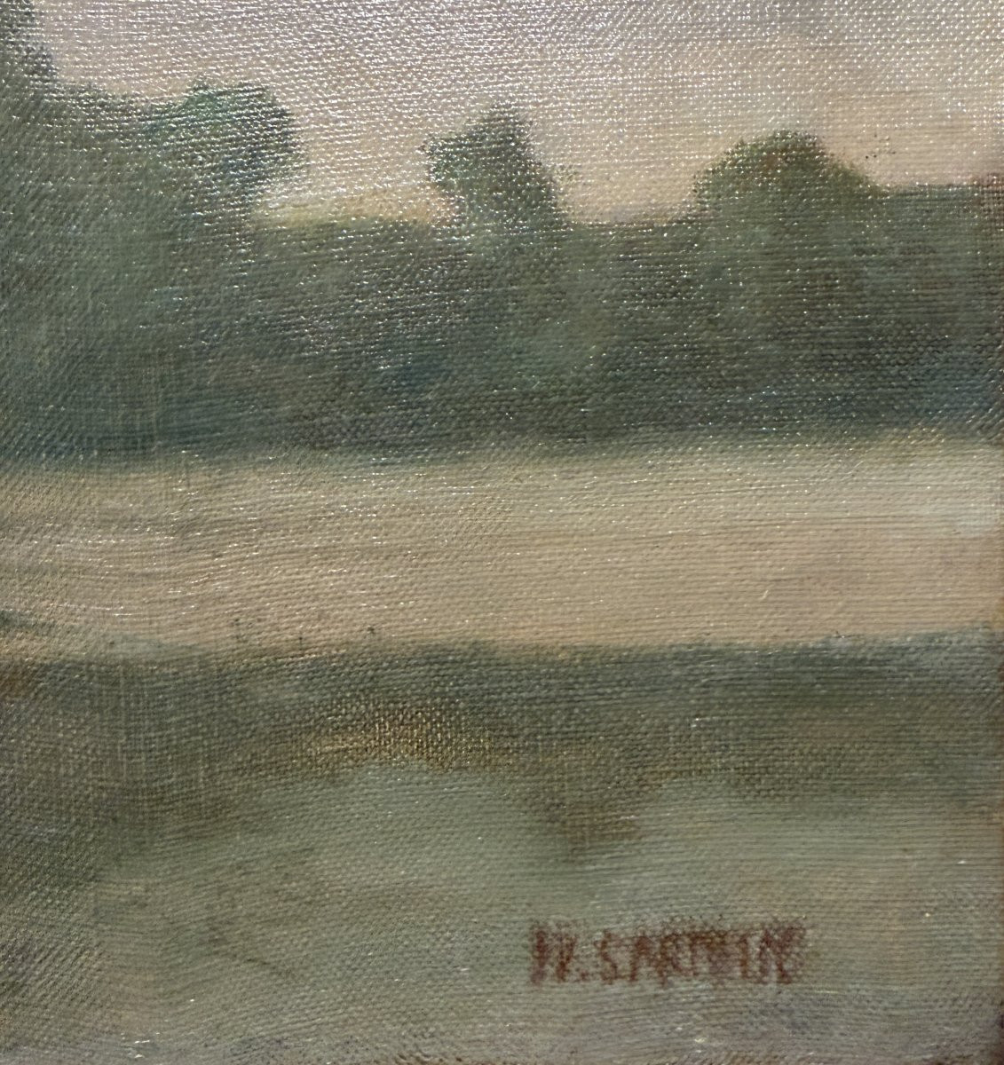 William Sartain (Philadelphie, 1843 - 1924, New York) - Summer Mist, Tonalisme américain c 1880-photo-6